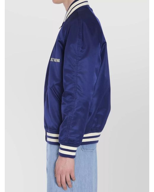 Valentino Garavani Blue Quilted Nylon Bomber Jacket for men