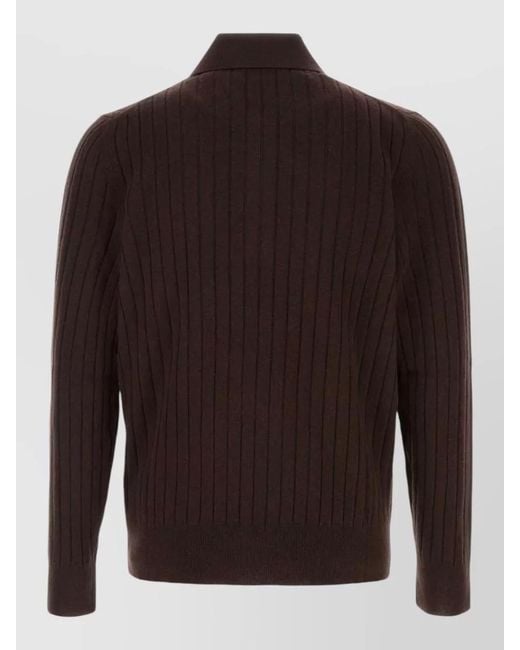 Amiri Brown Cashmere Wool Polo Jumper for men