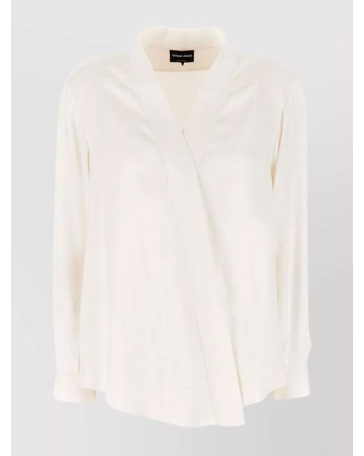 Giorgio Armani Natural Silk V-Neck Blouse