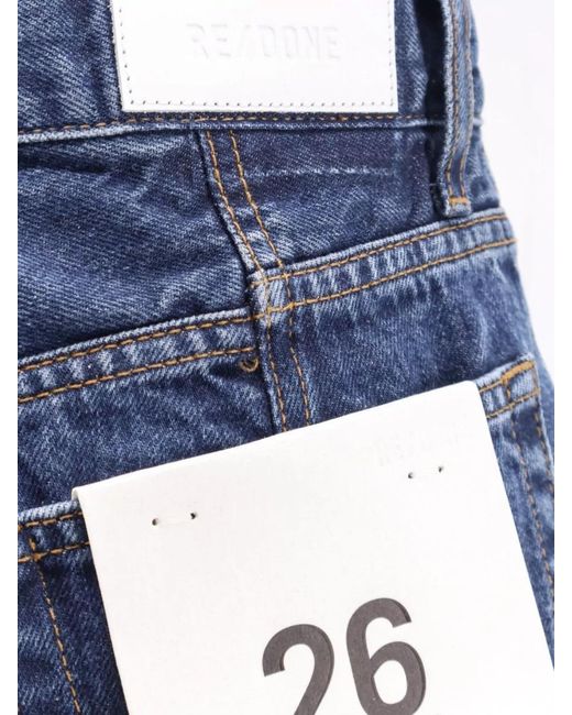 Re/done Blue Cotton Mid-Rise Straight-Leg Jeans