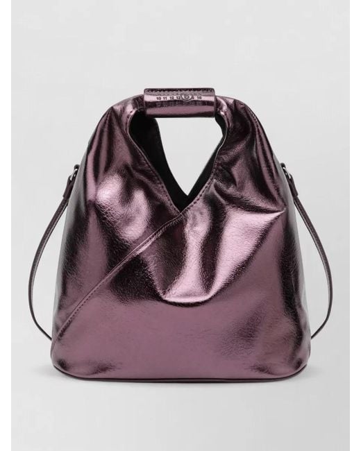 MM6 by Maison Margiela Pink Shoulder Bag Metallic Finish Top Handle Strap