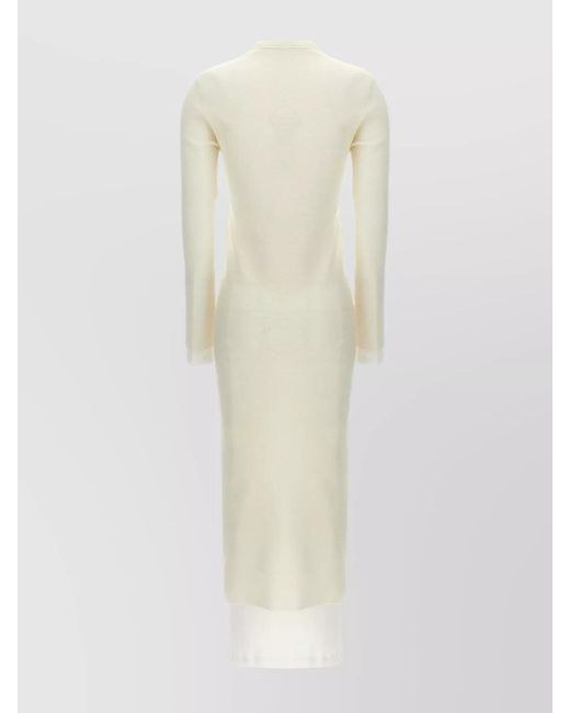 Jil Sander White Wool Midi Dress