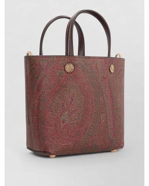 Etro White Paisley Jacquard Mini Bucket Bag Tote