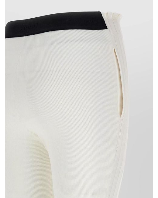 Sacai White Ribbed Pleated Flared Trousers