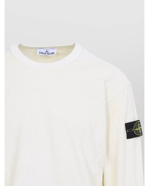 Stone Island White Crewneck Cotton Sweatshirt Regular Fit for men