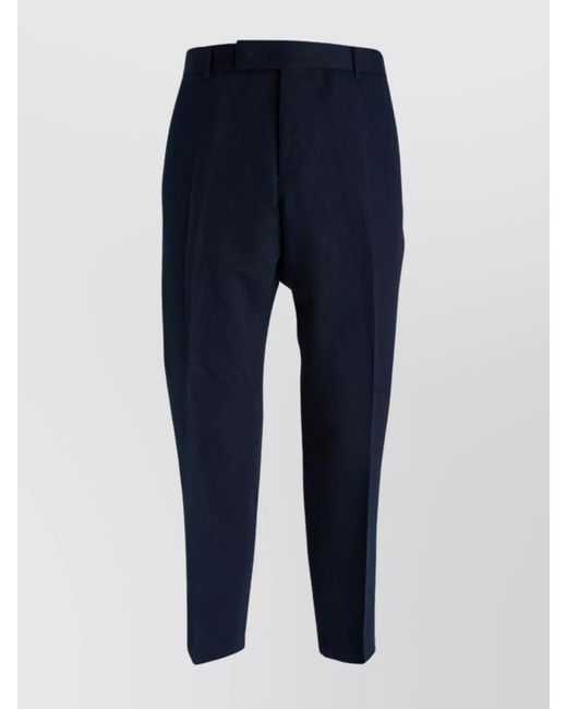 PT Torino Blue Linen-Blend Straight-Leg Trousers for men