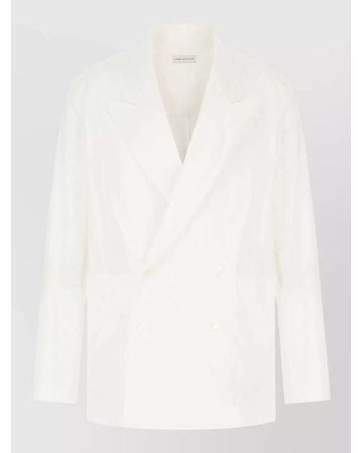 Dries Van Noten White Cotton Blazer Double Breasted Notched Lapels for men