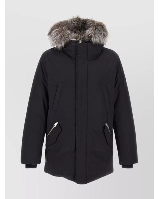 Mackage Blue Leather Trimmed Down Parka for men