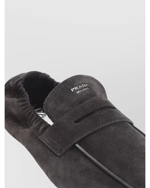 Prada Gray Suede Penny Loafers for men
