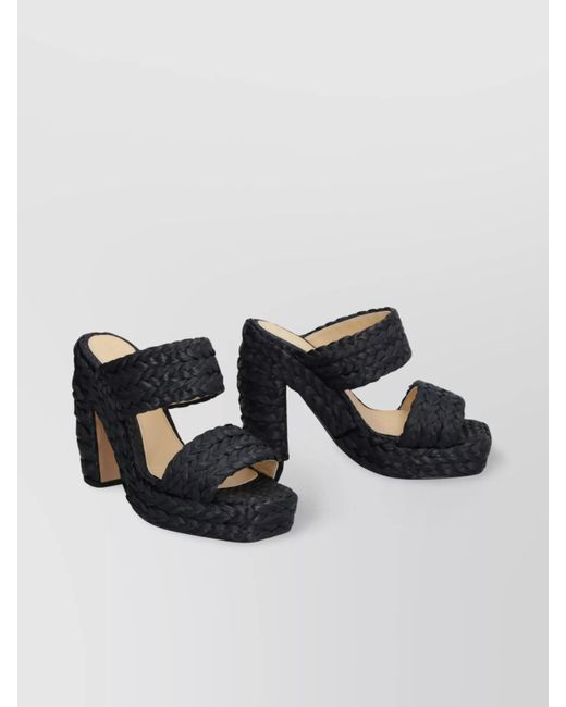 Bottega Veneta Multicolor Raffia Block Heel Mules With Braided Design