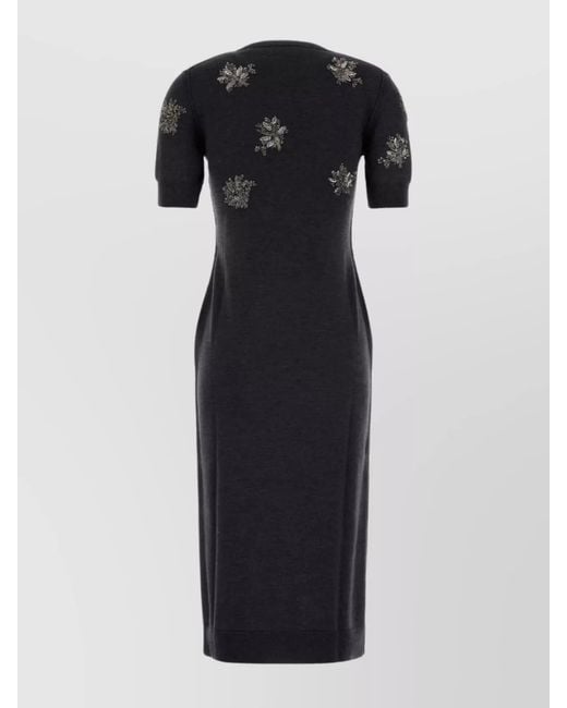 Fendi Black Slim-Fit Wool Midi Dress