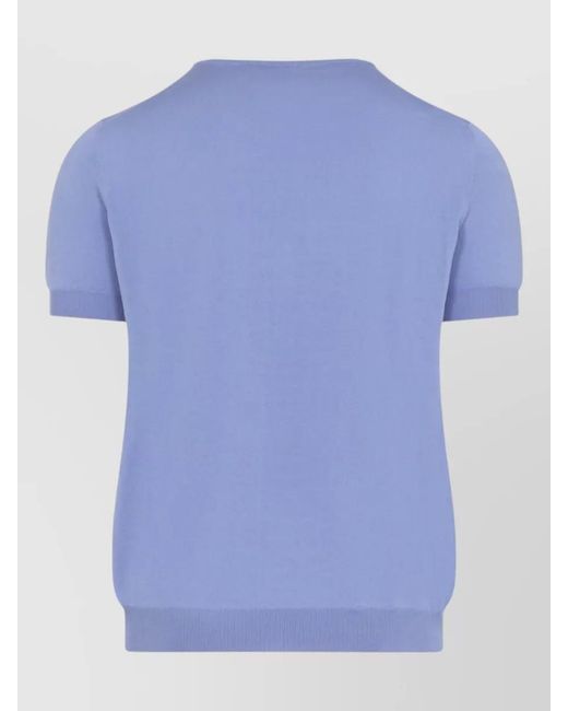 Giorgio Armani Blue Silk Ribbed Regular-Fit Short-Sleeve Jumper for men