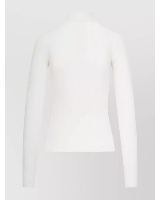 Sportmax White Virgin Wool Fine-Knit Slim-Fit Turtleneck Jumper