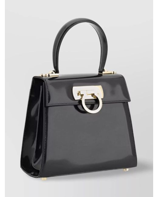 Ferragamo Black Iconic Leather Shoulder Bag