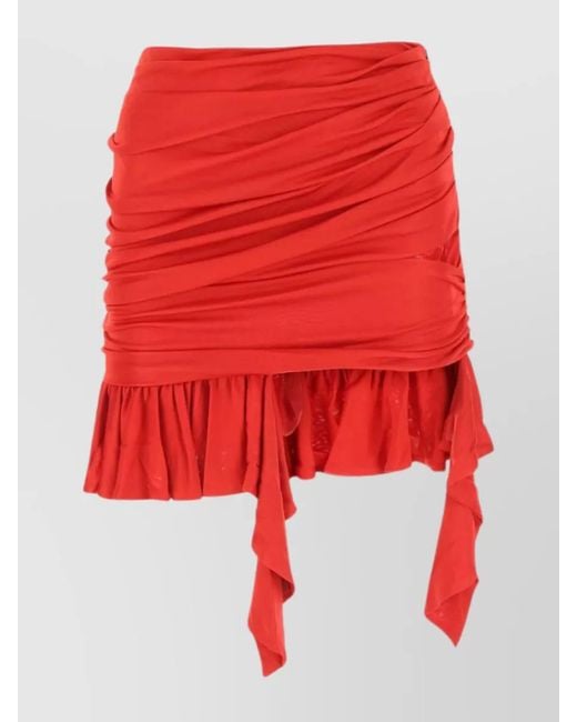 ANDREADAMO Red Viscose Asymmetric Mini Skirt