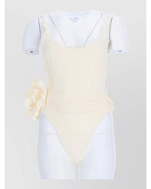 Magda Butrym White Rose Embroidered Swimsuit