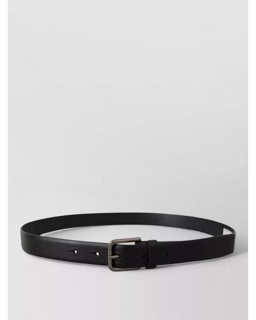 Dolce & Gabbana White Calf Leather Logo Metal Buckle Straight Belt for men