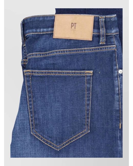 PT Torino Blue Straight Cut Denim Trousers Five Pocket Design for men