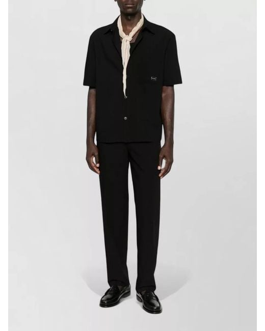 Emporio Armani Black Crepe Chino Trousers Straight Leg Pressed Crease for men