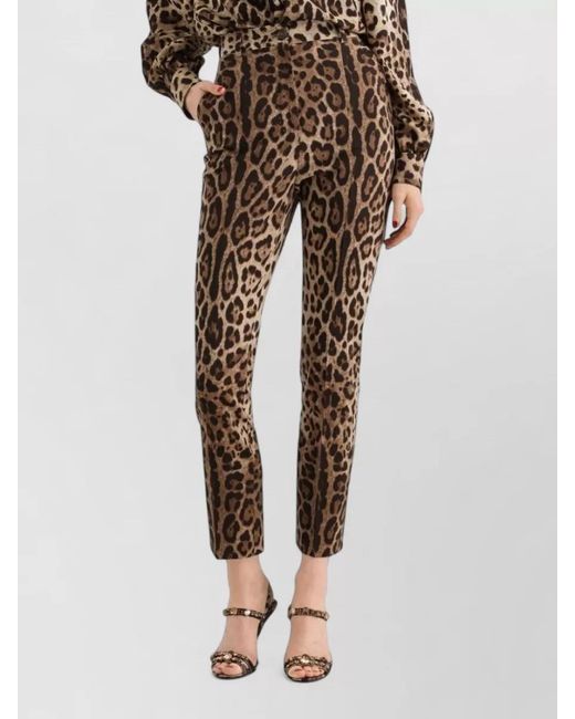 Dolce & Gabbana Multicolor High Waist Slim Fit Animal Print Pants