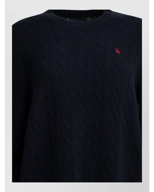 Polo Ralph Lauren Blue Knit Mini Dress Logo Crew Neck