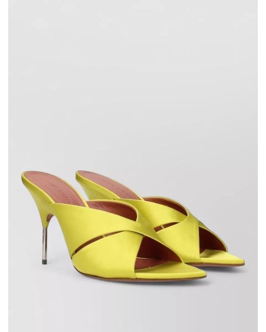 AMINA MUADDI Pink Satin Stiletto Mules