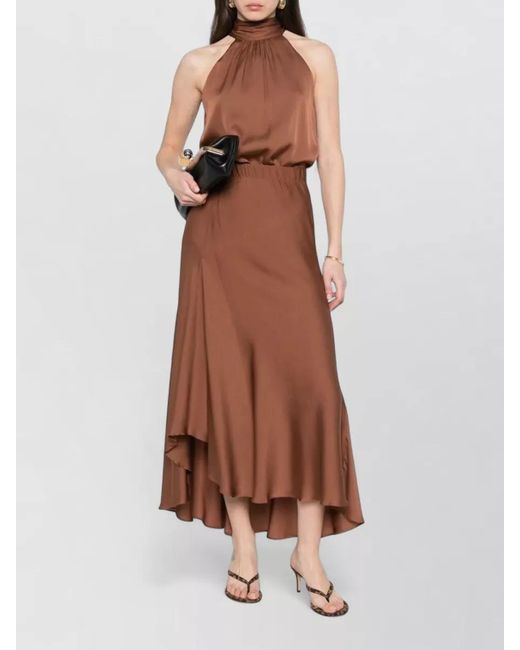 Silk95five Brown Villette Top Halterneck Bow Keyhole Back