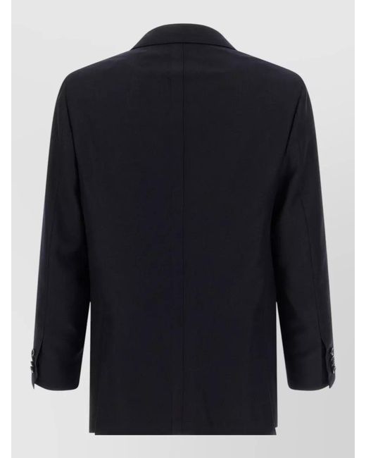 Kiton Blue Virgin Wool Cashmere Double Breasted Suit Jacket for men