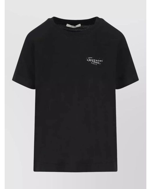 Givenchy Black Crewneck T Shirt Graphic Back Ribbed Collar