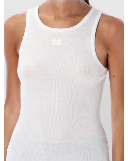 Ganni White Ribbed Tank Top