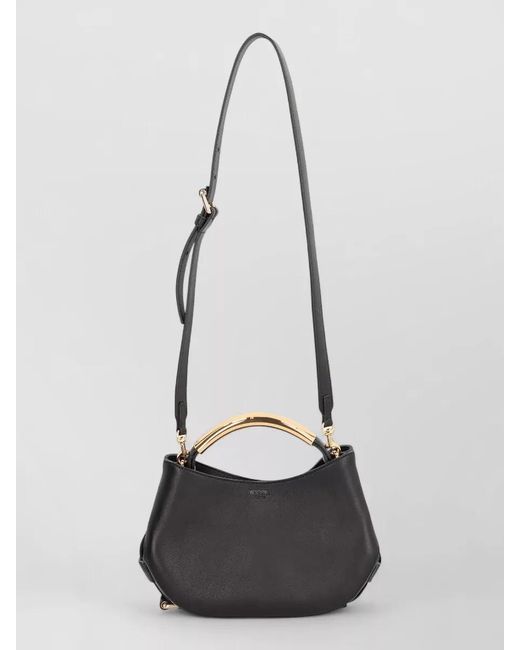 Moschino Gray Leather Shoulder Bag Top Handle Design