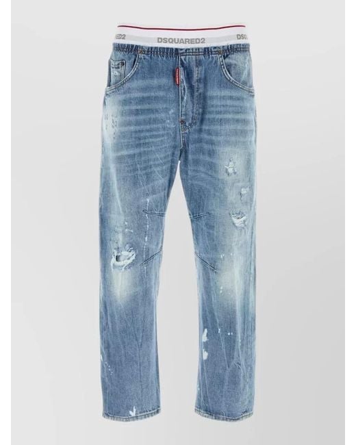 DSquared² Blue Denim Kawaii Jeans Distressed Elastic Waistband for men