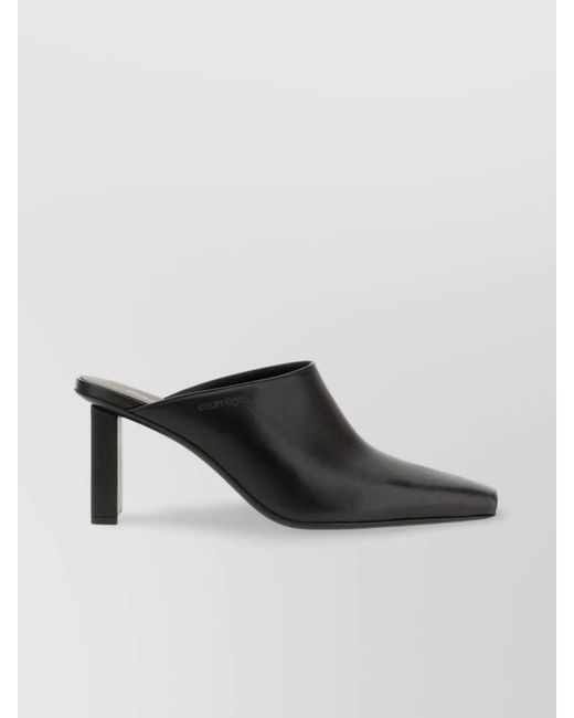 Courreges Black Leather Mules