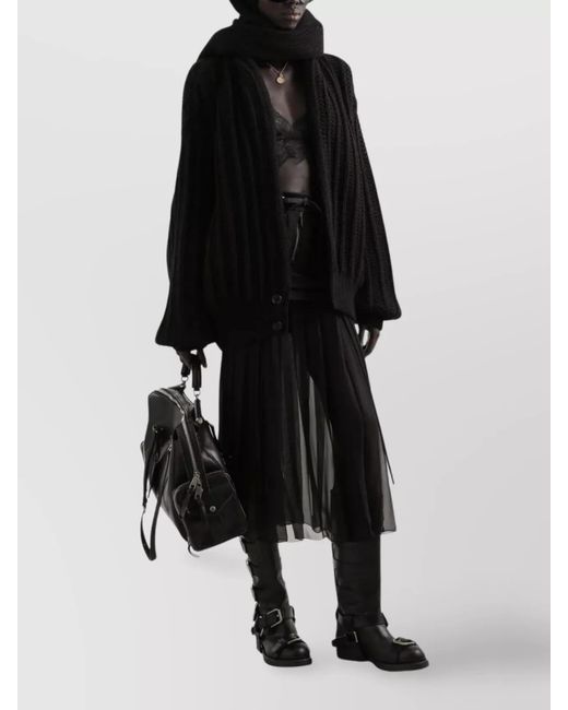 Dolce & Gabbana Black Ribbed Virgin Wool Long-Sleeve Cardigan