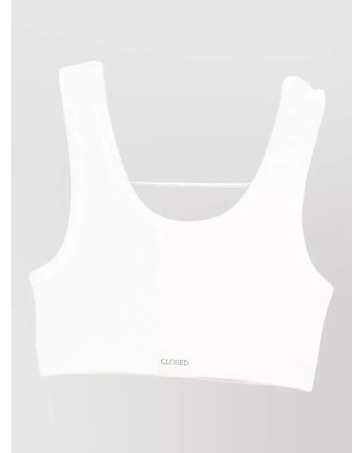 Closed White Cotton Bralette Top Cropped Scoop Neckline
