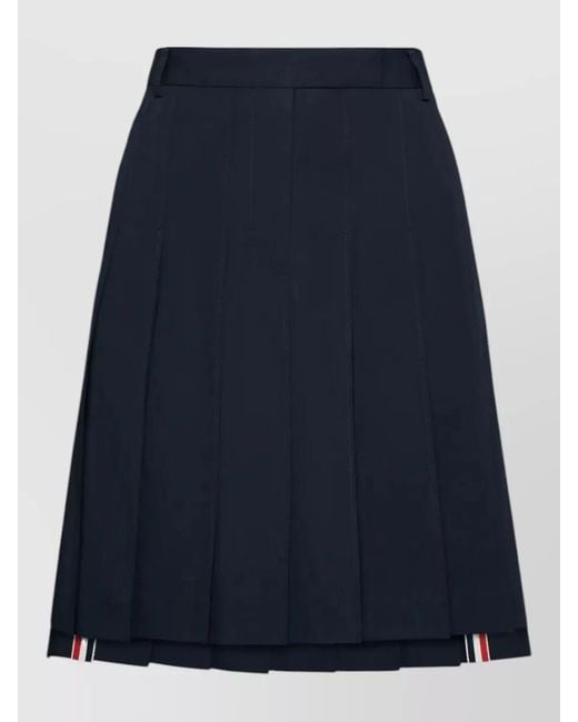 Thom Browne Blue Cotton Bermuda Pleated Skirt