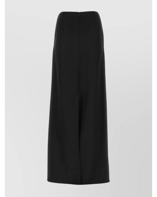 Bottega Veneta Black Silk-Blend Long Straight Skirt