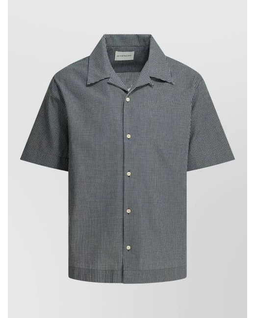 Givenchy Gray Checked Cotton Short-Sleeve Shirt for men