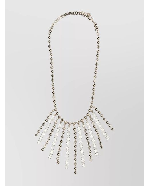Alessandra Rich White Crystal Fringe Necklace