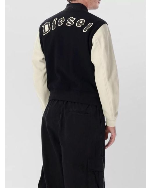 DIESEL Black College Bomber Jacket Casual Style for men