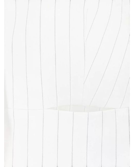 Dondup White Sleeveless Pinstripe Tailored Cropped V Neck Blazer