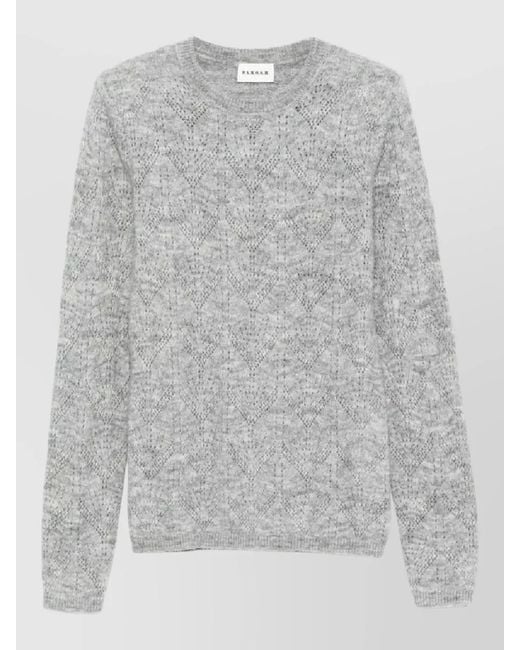 P.A.R.O.S.H. Gray Crew Neck Long Sleeve Textured Knit Top