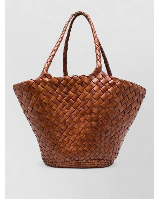 Dragon Diffusion Brown Beach Bag Shopper Top Handles Woven Design