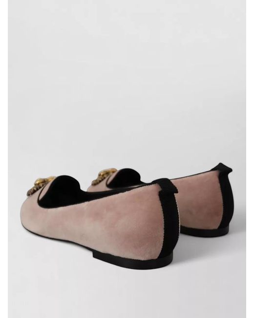 Dolce & Gabbana Natural Velvet Ballerina Flats
