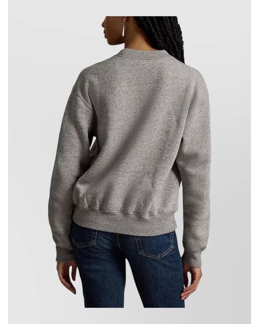 Polo Ralph Lauren Gray Cotton-Blend Relaxed-Fit Fleece Sweatshirt
