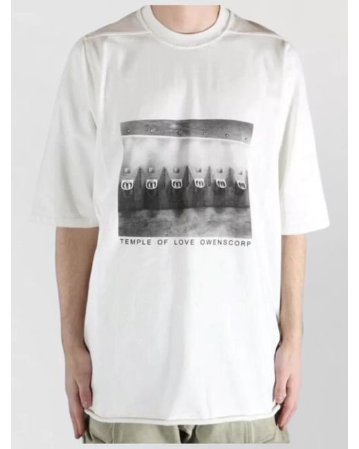 Rick Owens White Jumbo Short Sleeve Crew Neck Graphic T-Shirt for men