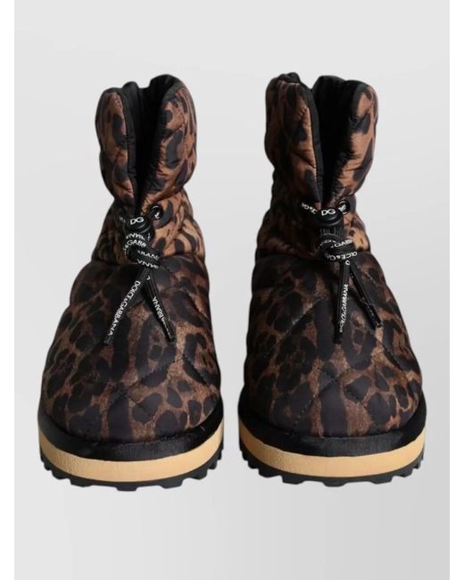 Dolce & Gabbana Black Leopard Print Ankle Boots Padded Design for men