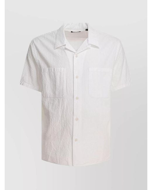 Vince White Cotton Seersucker Shirt for men