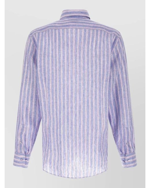 Etro Purple Striped Linen Shirt for men