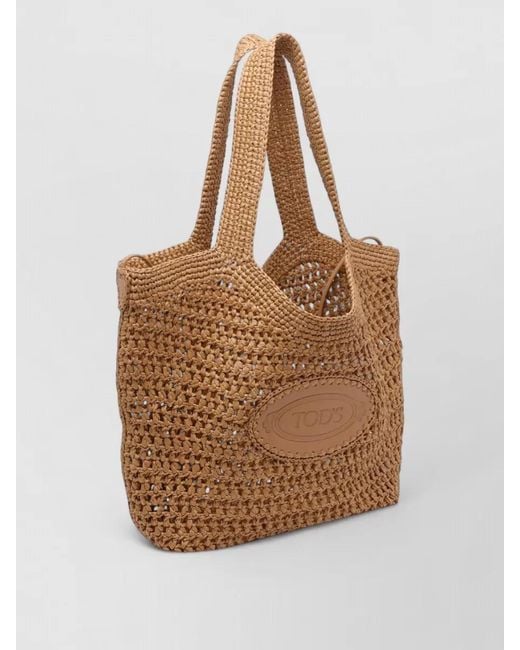 Tod's Brown Medium Shopper Bag Woven Texture